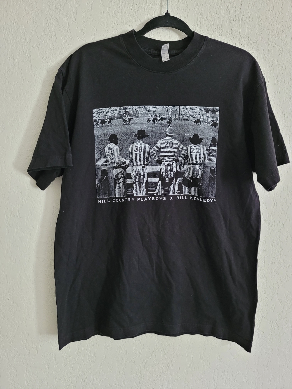 Black Graphic Tee with Stadium Photo Print Hill Country Playboys x Bill Kennedy